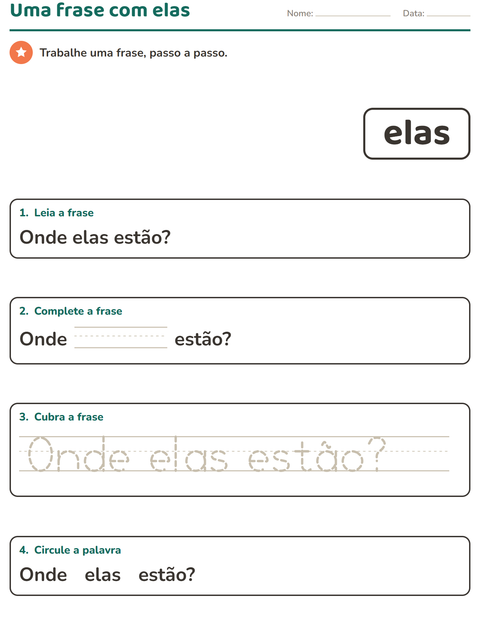 Pré-visualização da ficha de Palavras frequentes para Educação infantil (pré-escola, 5-7 anos)