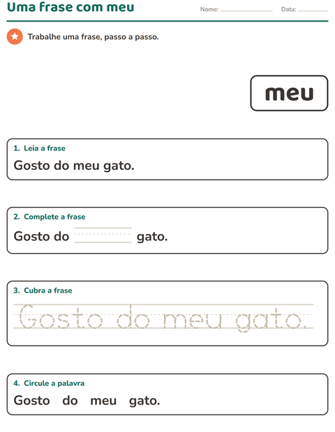Pré-visualização da ficha de Palavras frequentes para Educação infantil (pré-escola, 5-7 anos)