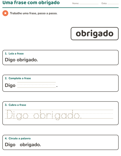 Pré-visualização da ficha de Palavras frequentes para Educação infantil (pré-escola, 5-7 anos)