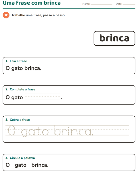 Pré-visualização da ficha de Palavras frequentes para Educação infantil (pré-escola, 5-7 anos)