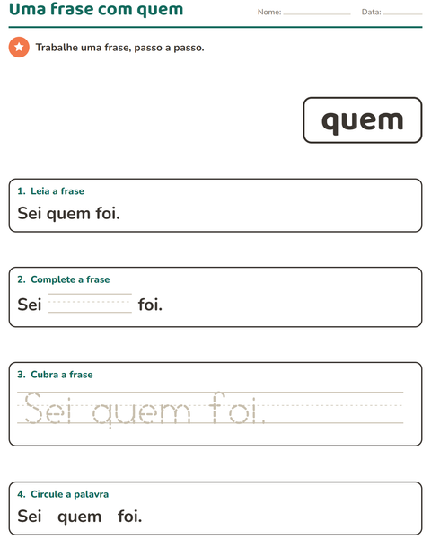 Pré-visualização da ficha de Palavras frequentes para Educação infantil (pré-escola, 5-7 anos)
