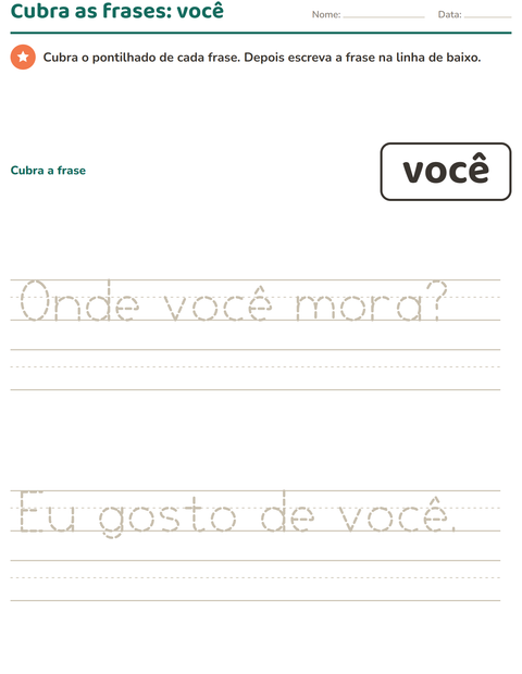 Pré-visualização da ficha de Palavras frequentes para Educação infantil (pré-escola, 5-7 anos)
