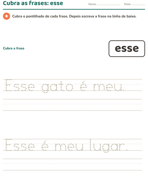 Pré-visualização da ficha de Palavras frequentes para Educação infantil (pré-escola, 5-7 anos)