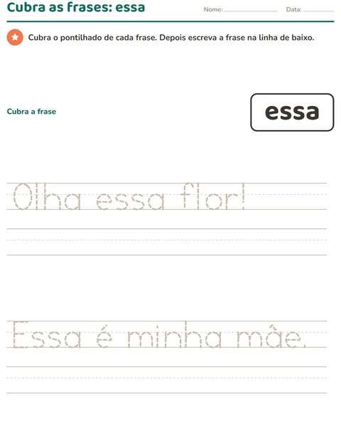 Pré-visualização da ficha de Palavras frequentes para Educação infantil (pré-escola, 5-7 anos)
