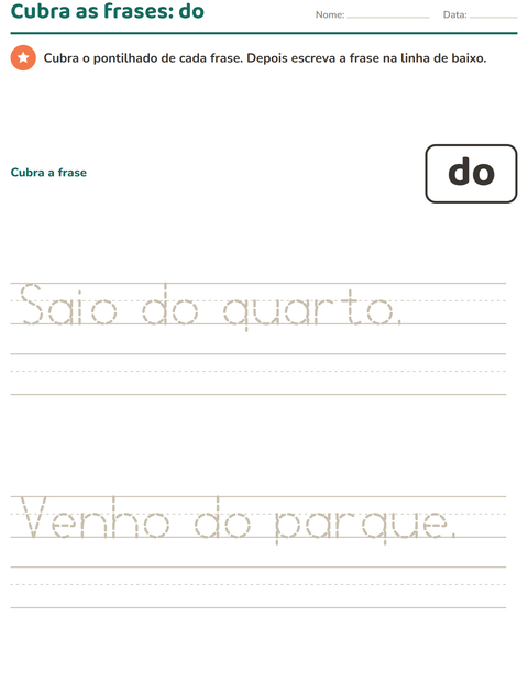 Pré-visualização da ficha de Palavras frequentes para Educação infantil (pré-escola, 5-7 anos)