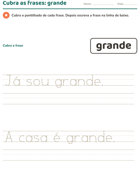 Pré-visualização da ficha de Palavras frequentes para Educação infantil (pré-escola, 5-7 anos)