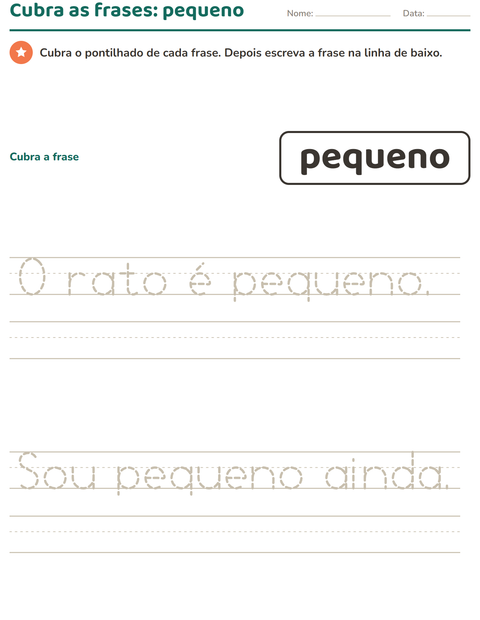 Pré-visualização da ficha de Palavras frequentes para Educação infantil (pré-escola, 5-7 anos)