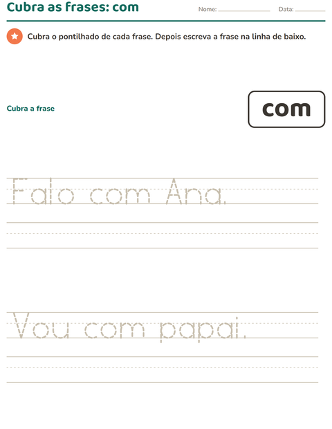Pré-visualização da ficha de Palavras frequentes para Educação infantil (pré-escola, 5-7 anos)