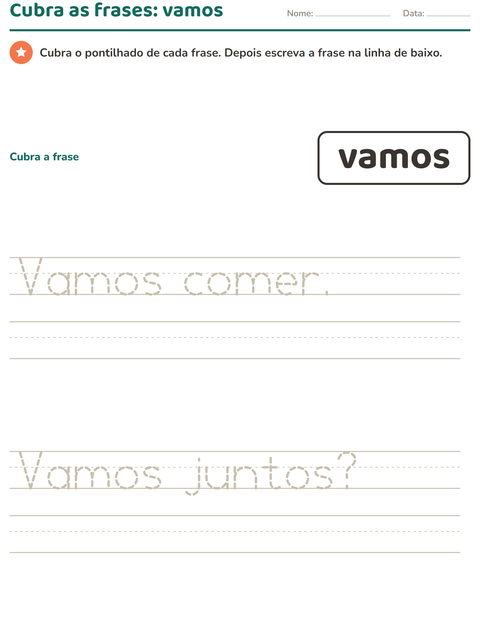 Pré-visualização da ficha de Palavras frequentes para Educação infantil (pré-escola, 5-7 anos)