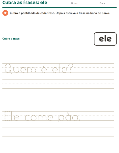 Pré-visualização da ficha de Palavras frequentes para Educação infantil (pré-escola, 5-7 anos)