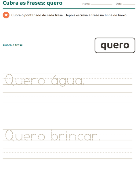 Pré-visualização da ficha de Palavras frequentes para Educação infantil (pré-escola, 5-7 anos)