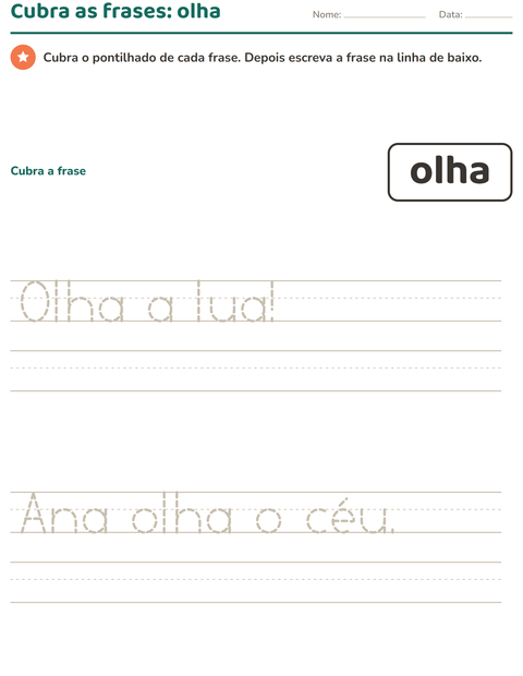 Pré-visualização da ficha de Palavras frequentes para Educação infantil (pré-escola, 5-7 anos)