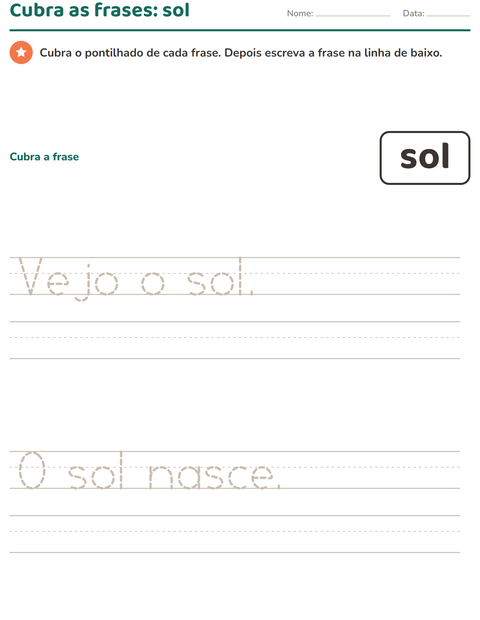 Pré-visualização da ficha de Palavras frequentes para Educação infantil (pré-escola, 5-7 anos)