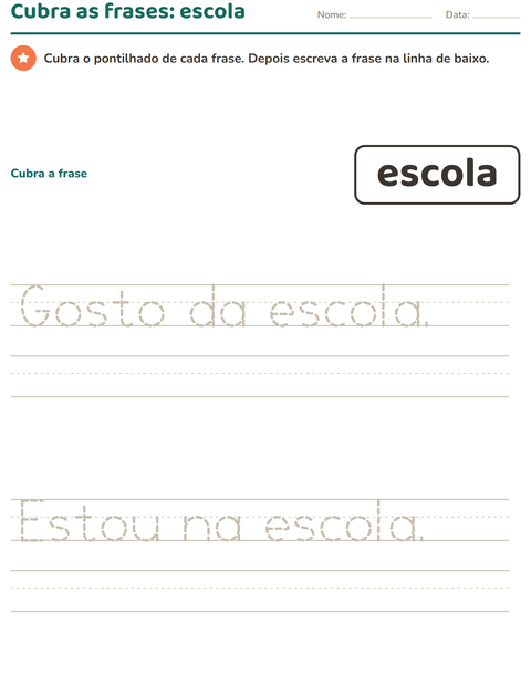 Pré-visualização da ficha de Palavras frequentes para Educação infantil (pré-escola, 5-7 anos)