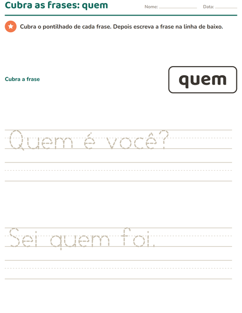Pré-visualização da ficha de Palavras frequentes para Educação infantil (pré-escola, 5-7 anos)