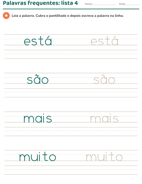Palavras frequentes, lista 4: está, são, mais e muito