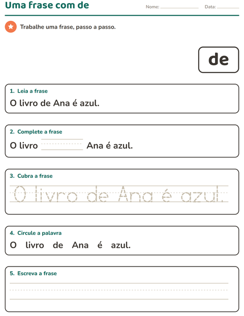 Pré-visualização da ficha de Palavras frequentes para Educação infantil (pré-escola, 5-7 anos)