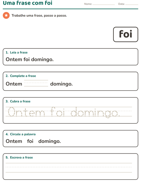 Pré-visualização da ficha de Palavras frequentes para Educação infantil (pré-escola, 5-7 anos)