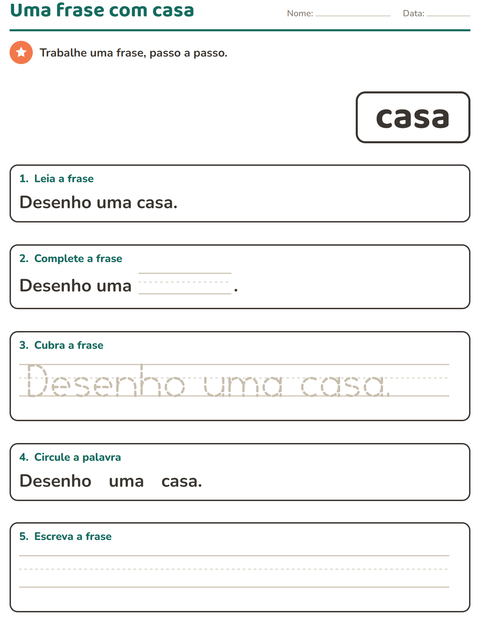 Pré-visualização da ficha de Palavras frequentes para Educação infantil (pré-escola, 5-7 anos)
