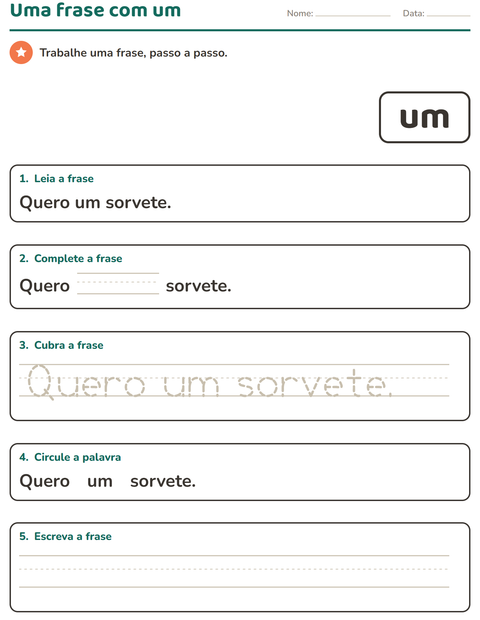 Pré-visualização da ficha de Palavras frequentes para Educação infantil (pré-escola, 5-7 anos)