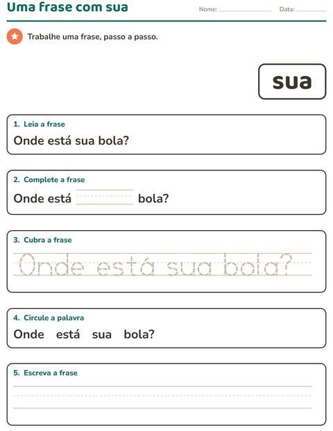 Pré-visualização da ficha de Palavras frequentes para Educação infantil (pré-escola, 5-7 anos)