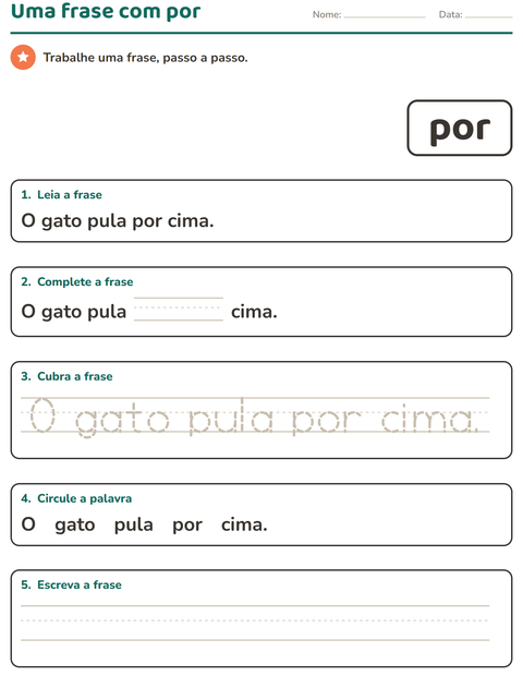 Pré-visualização da ficha de Palavras frequentes para Educação infantil (pré-escola, 5-7 anos)