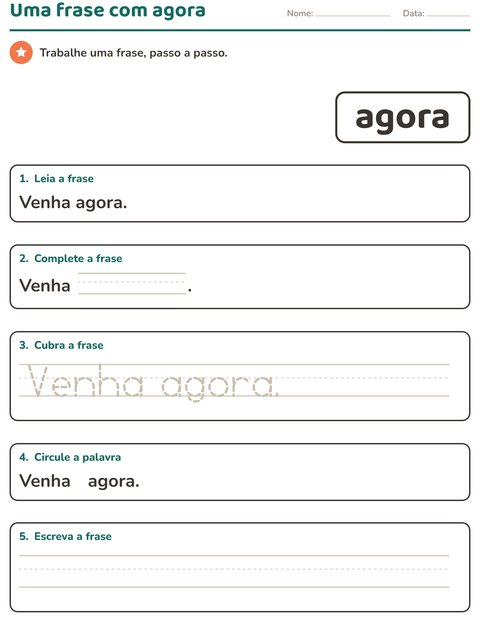 Pré-visualização da ficha de Palavras frequentes para Educação infantil (pré-escola, 5-7 anos)