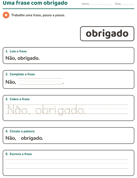 Pré-visualização da ficha de Palavras frequentes para Educação infantil (pré-escola, 5-7 anos)