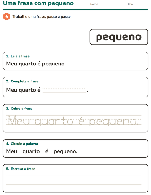 Pré-visualização da ficha de Palavras frequentes para Educação infantil (pré-escola, 5-7 anos)
