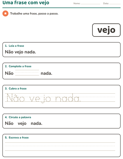 Pré-visualização da ficha de Palavras frequentes para Educação infantil (pré-escola, 5-7 anos)