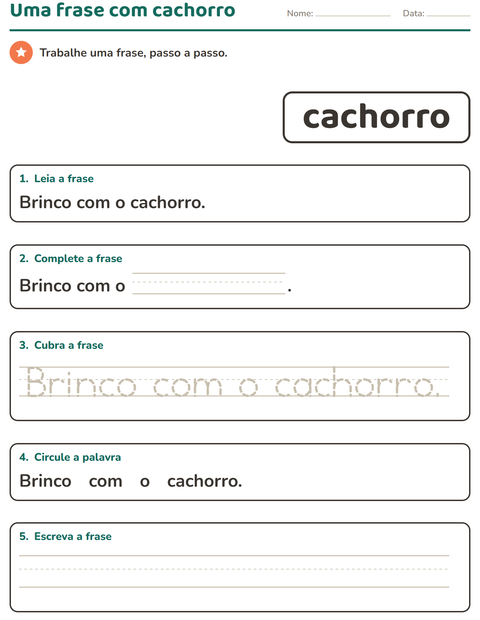Pré-visualização da ficha de Palavras frequentes para Educação infantil (pré-escola, 5-7 anos)