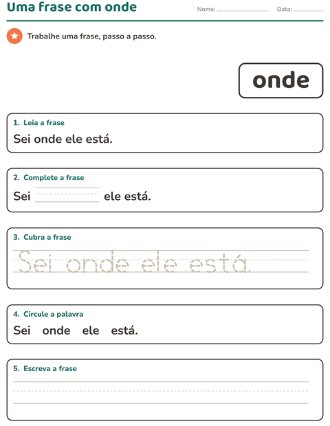 Pré-visualização da ficha de Palavras frequentes para Educação infantil (pré-escola, 5-7 anos)