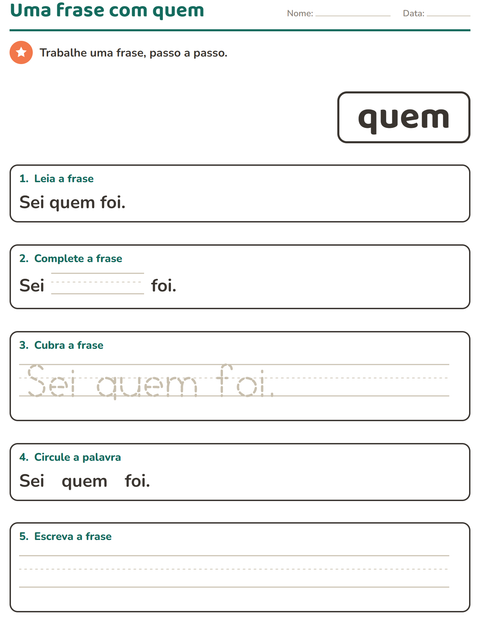 Pré-visualização da ficha de Palavras frequentes para Educação infantil (pré-escola, 5-7 anos)