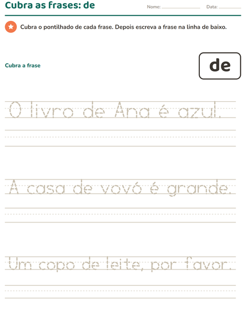 Pré-visualização da ficha de Palavras frequentes para Educação infantil (pré-escola, 5-7 anos)
