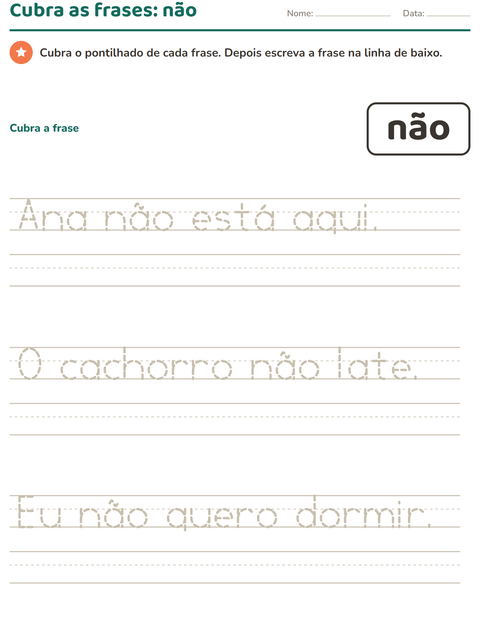 Pré-visualização da ficha de Palavras frequentes para Educação infantil (pré-escola, 5-7 anos)