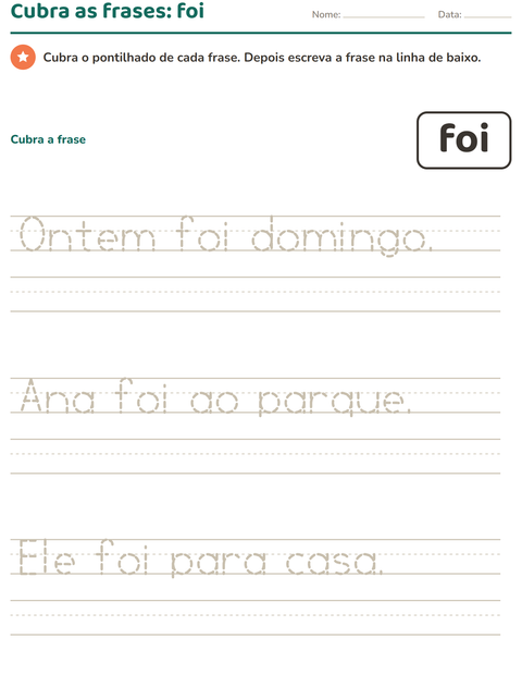 Pré-visualização da ficha de Palavras frequentes para Educação infantil (pré-escola, 5-7 anos)