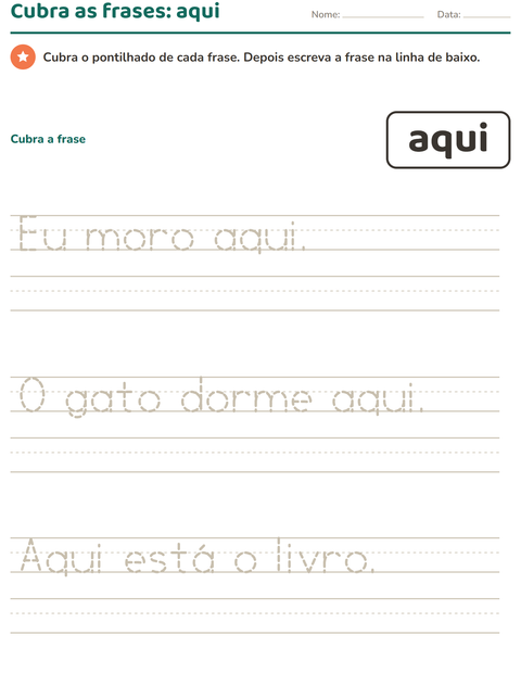 Pré-visualização da ficha de Palavras frequentes para Educação infantil (pré-escola, 5-7 anos)