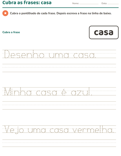 Pré-visualização da ficha de Palavras frequentes para Educação infantil (pré-escola, 5-7 anos)
