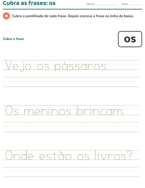 Pré-visualização da ficha de Palavras frequentes para Educação infantil (pré-escola, 5-7 anos)