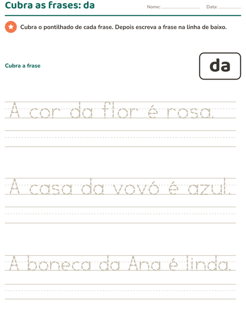 Pré-visualização da ficha de Palavras frequentes para Educação infantil (pré-escola, 5-7 anos)