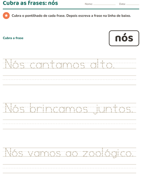 Pré-visualização da ficha de Palavras frequentes para Educação infantil (pré-escola, 5-7 anos)