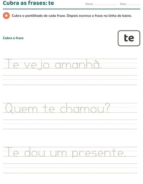 Pré-visualização da ficha de Palavras frequentes para Educação infantil (pré-escola, 5-7 anos)