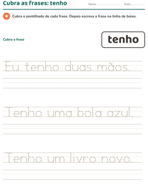 Pré-visualização da ficha de Palavras frequentes para Educação infantil (pré-escola, 5-7 anos)