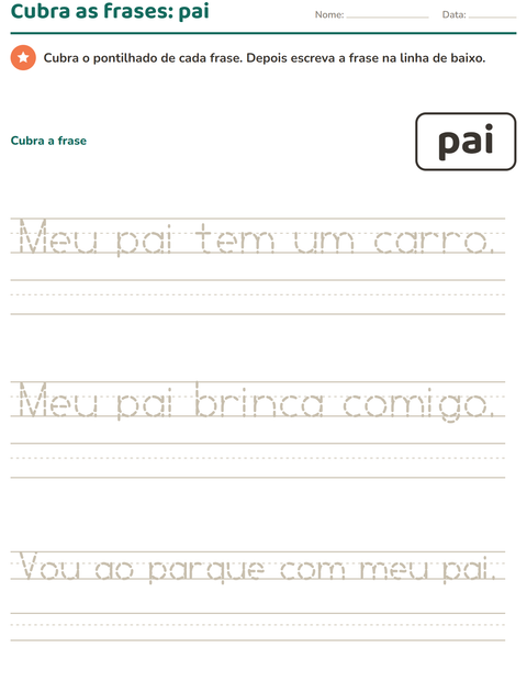 Pré-visualização da ficha de Palavras frequentes para Educação infantil (pré-escola, 5-7 anos)
