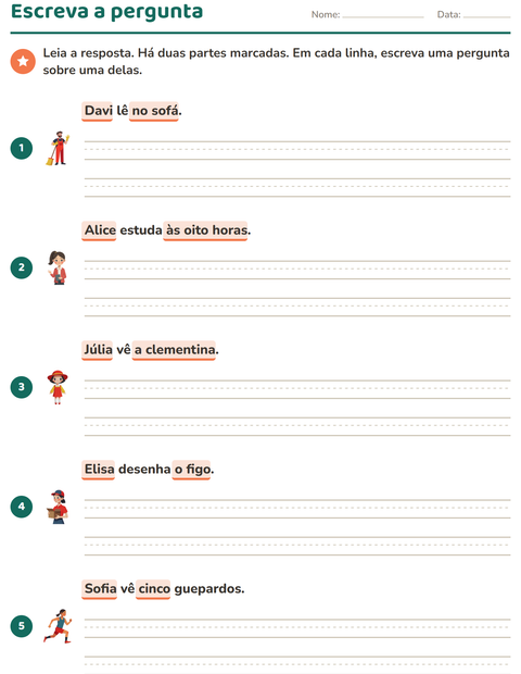 Pré-visualização da ficha de Palavras para perguntar para 2º ano do ensino fundamental