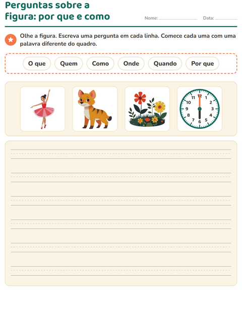Pré-visualização da ficha de Palavras para perguntar para 2º ano do ensino fundamental