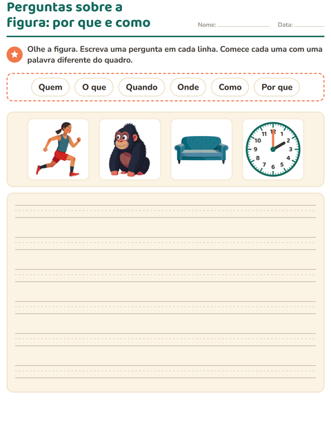 Pré-visualização da ficha de Palavras para perguntar para 2º ano do ensino fundamental