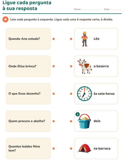 Pré-visualização da ficha de Palavras para perguntar para 1º ano do ensino fundamental
