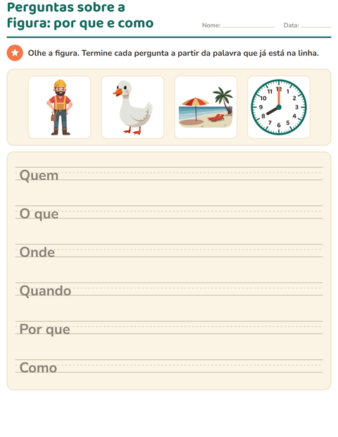 Pré-visualização da ficha de Palavras para perguntar para 2º ano do ensino fundamental