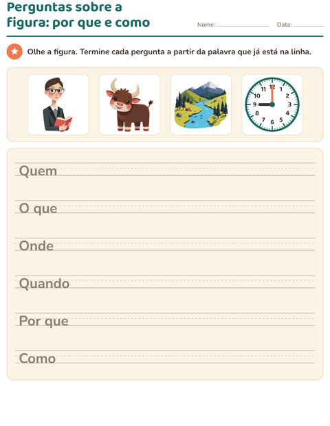 Pré-visualização da ficha de Palavras para perguntar para 2º ano do ensino fundamental